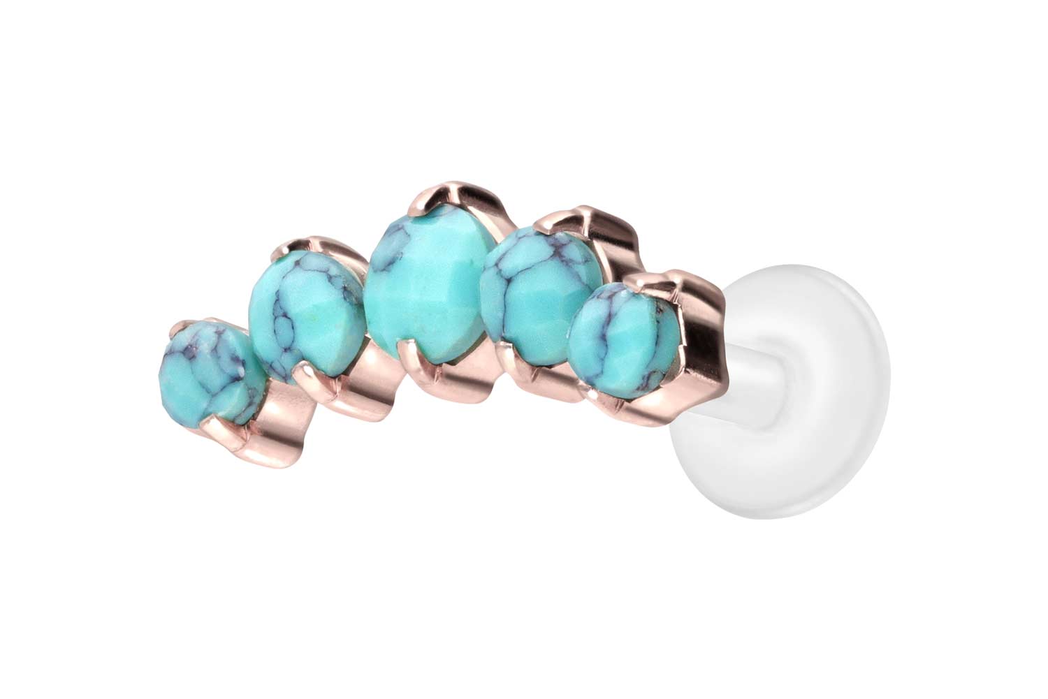 PTFE Labret Piercing mit Innengewinde + Titan-Aufsatz 5 SYNTHETISCHE TÜRKISE